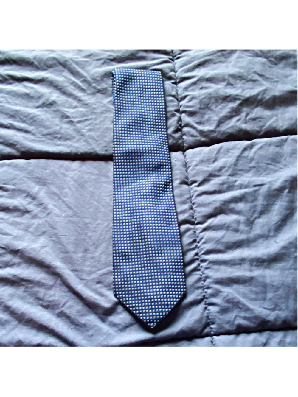 Lauren Ralph Lauren 100% Silk Woven Tie Blue White Geometric Pointed